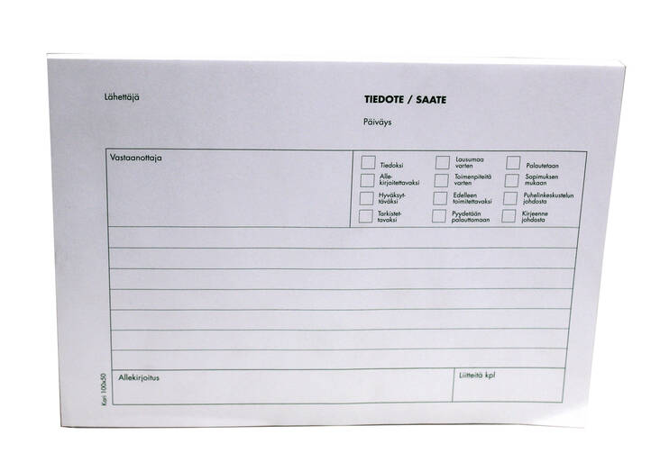 Saate/tiedote A5 50sivua - Lomakkeet - 102250 - 1