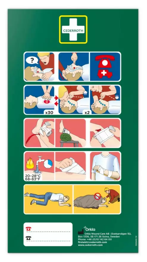 Hätäensiapuohjetarra CEDERROTH - Ensiaputuotteet  - 130150 - 1