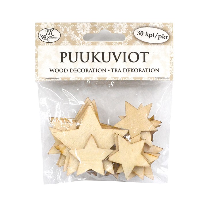 Puukuviot 1,5-5cm 30kpl/pkt - Askartelutarvikkeet - 176191 - 1