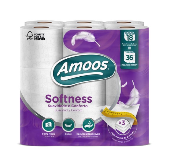 WC-paperi AMOOS Softness - Pikkurullat ja annostelijat - 171291 - 1