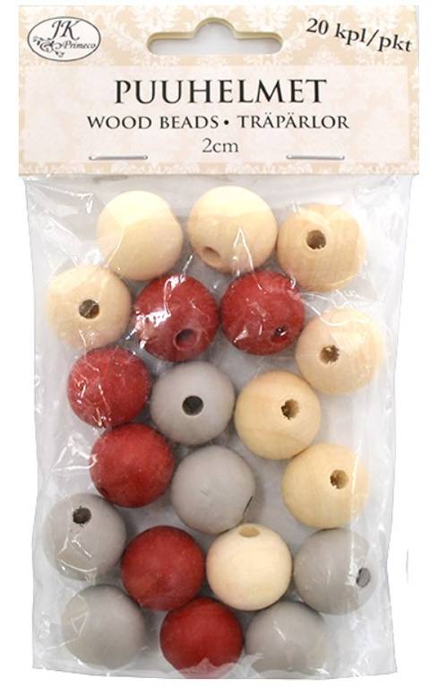 Puuhelmet Joululajitelma 2cm - Askartelutarvikkeet - 171961 - 1