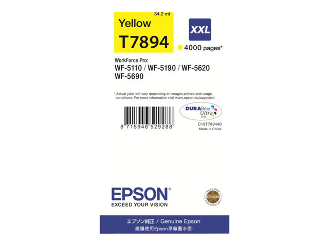 EPSON T7894Y XXL mustesuihku - Mustesuihkuvärit Epson - 158052 - 1