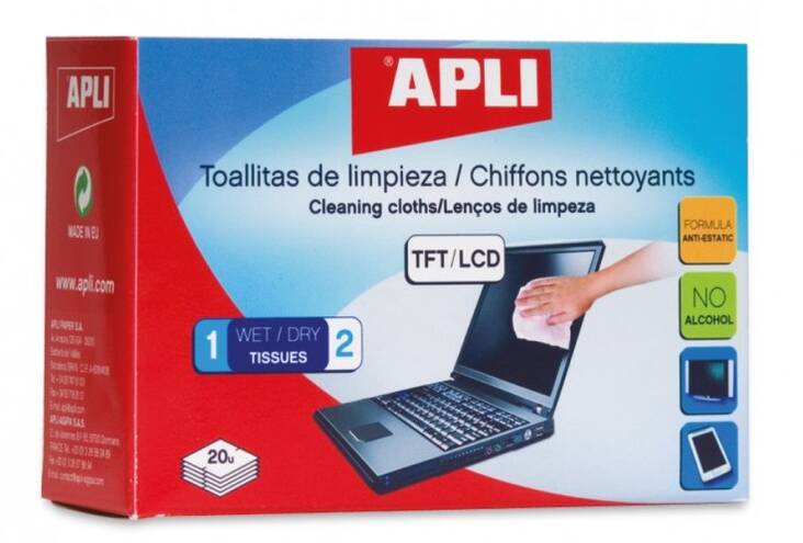 Puhdistusliina APLI kostea/kuiva - ATK:n puhdistusaineet ja liinat - 118233 - 1