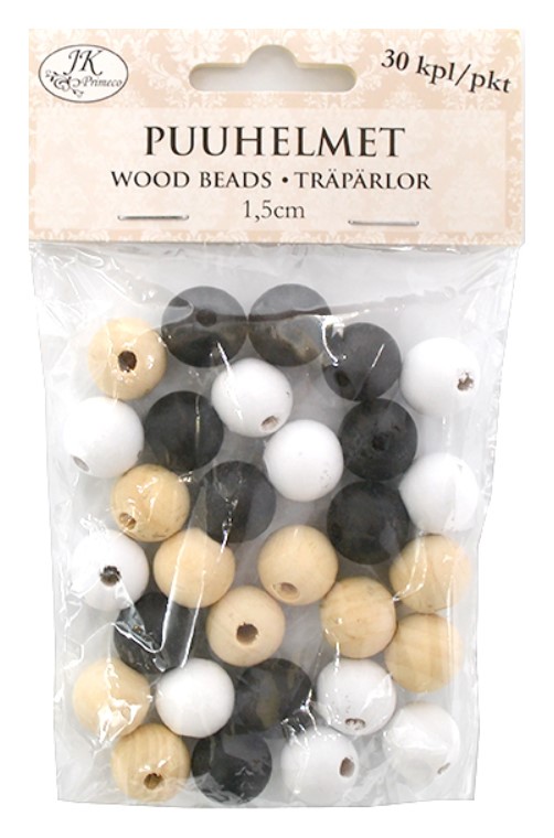 Puuhelmet Naturlajitelma 1,5cm 30kpl/pkt - Askartelutarvikkeet - 171963 - 1