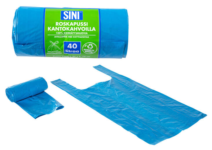 Roskapussi 40L 20kpl rll Sininen Sangoilla Forders Verkkokauppa