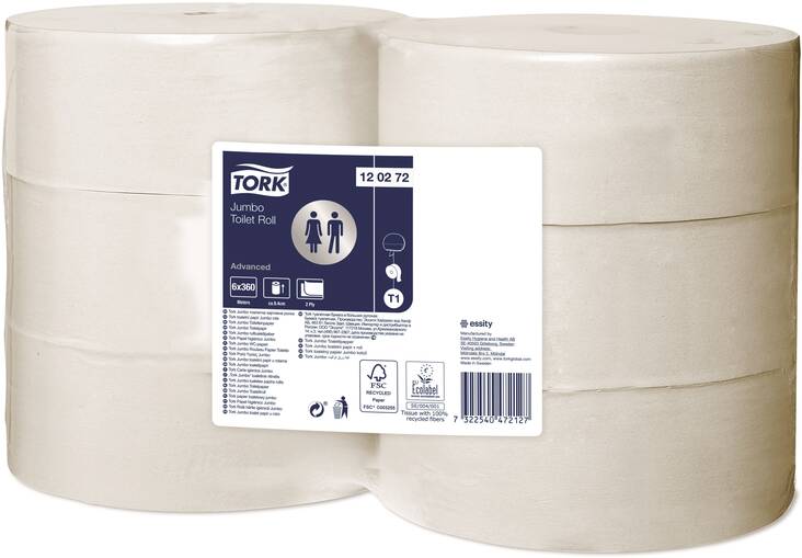WC-paperi TORK Advanced T1 Jumbo - Jumborullat ja annostelijat - 113223 - 1