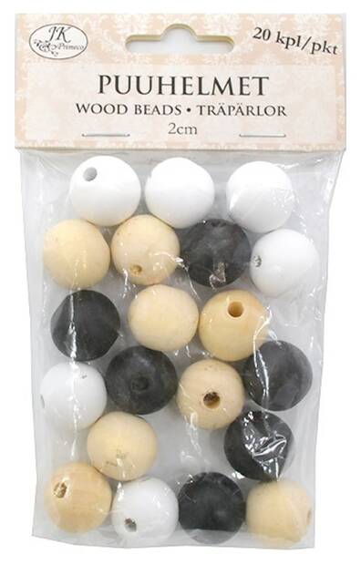 Puuhelmet Naturlajitelma 2cm 20kpl/pkt - Askartelutarvikkeet - 171964 - 1