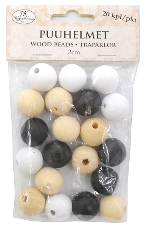 Puuhelmet Naturlajitelma 2cm 20kpl/pkt - Askartelutarvikkeet - 171964 - 1