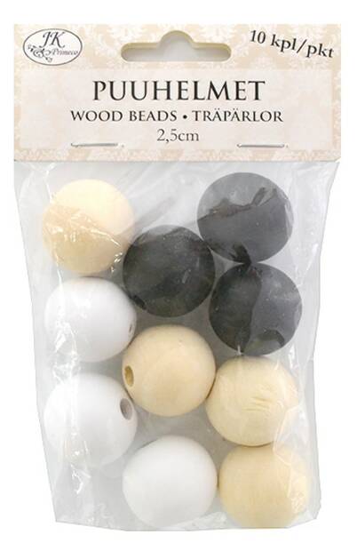 Puuhelmet Naturlajitelma 2,5cm 10kpl/pkt - Askartelutarvikkeet - 171965 - 1