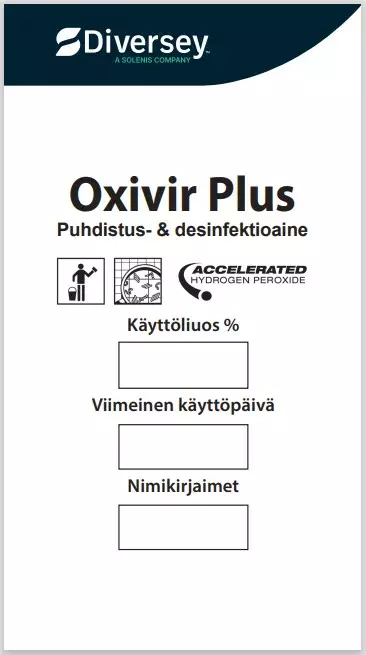 Käyttöliuosetiketti DIVERSEY Oxivir Plus - Käyttöliouspullot ja -etiketit - 187275 - 1