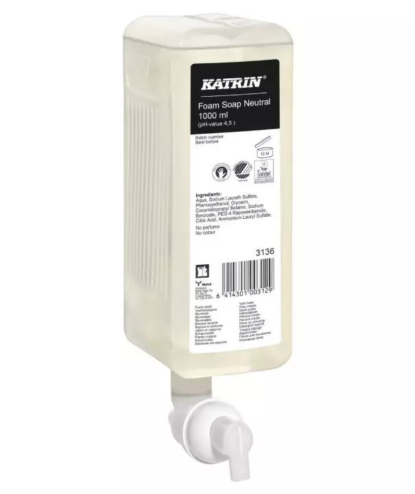 Vaahtosaippua 1L KATRIN Neutral - Pesunesteet annostelijoihin - 157325 - 1