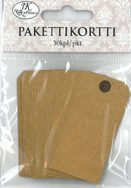 Pakettikortti 3x6cm 30kpl/pkt - Askartelutarvikkeet/kartongit - 147206 - 1