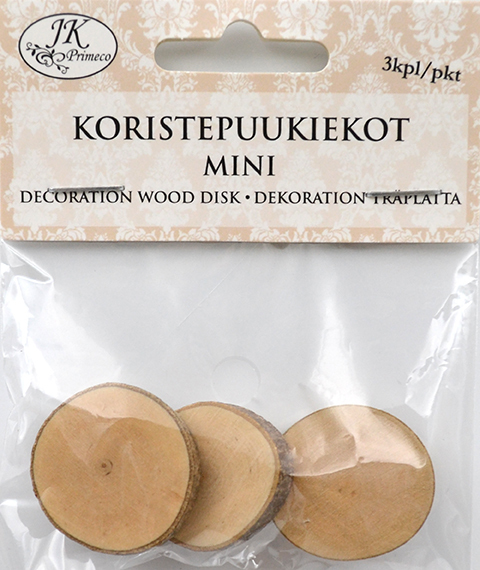 Koristepuukiekot 2,5cm 3kpl/pkt - Askartelutarvikkeet - 163766 - 1