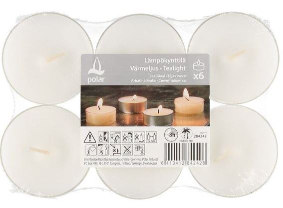 Lämpökynttilä maxi 6kpl/pkt POLAR - Kynttilät, lyhdyt ja tarvikkeet - 172476 - 1