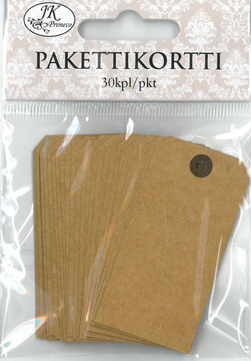 Pakettikortti 3x6cm 30kpl/pkt - Askartelutarvikkeet/kartongit - 147206 - 1