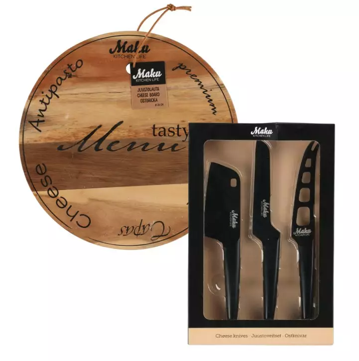 Joululahja Juustolauta + juustoveitset - Lahjaideoita - 177097 - 1