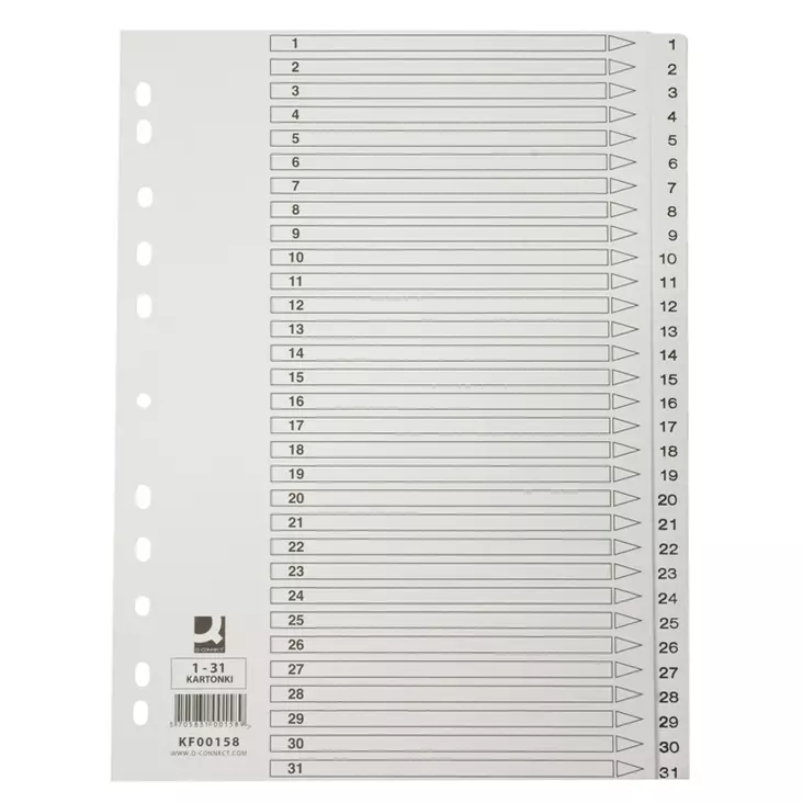 Rekisteri 1-31 A4 kartonki - Rekisterisarjat, kartonkiset - 102097 - 1