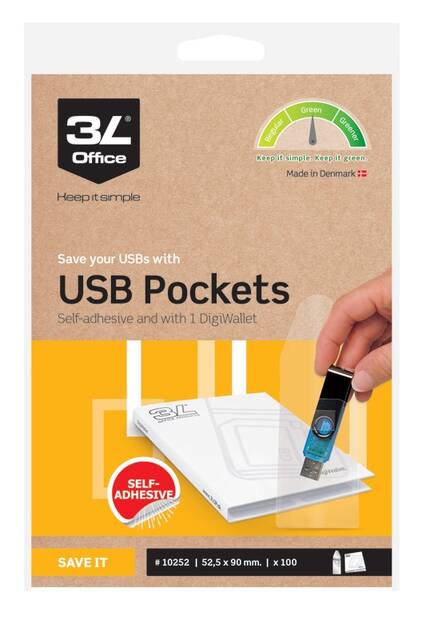 Muistitikkutasku 52,5x90mm 3L tarralla - Muut taskut - 127168 - 1