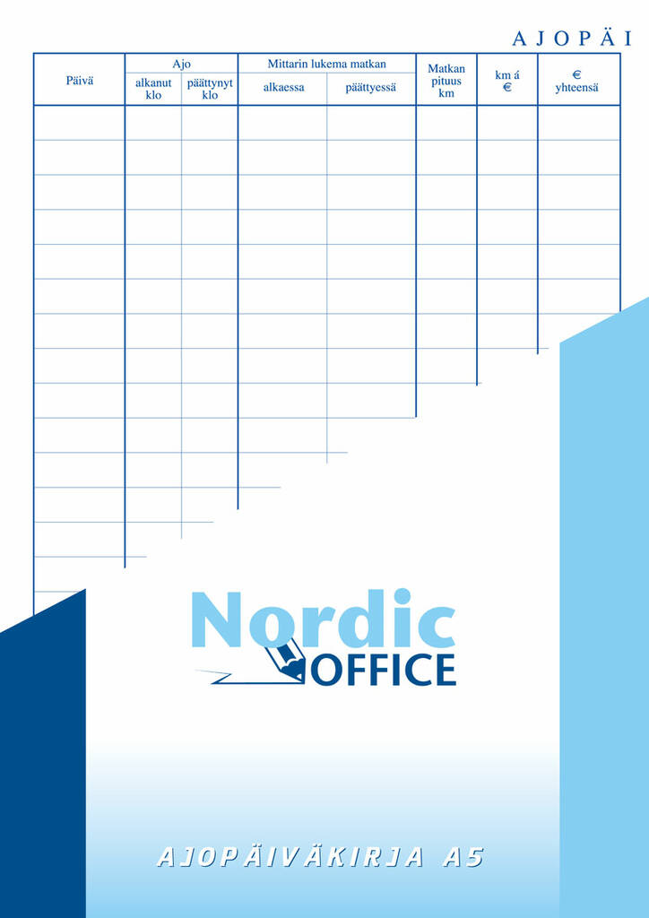 Ajopäiväkirja A5 NORDIC - Lomakkeet - 102328 - 1