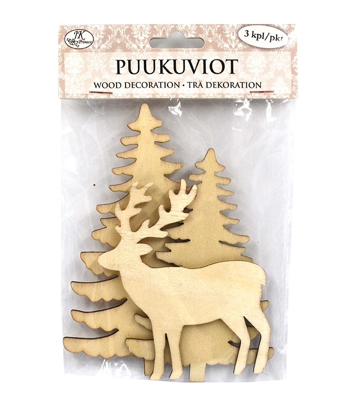 Puukuviot 11-15cm 3kpl/pkt - Askartelutarvikkeet - 176188 - 1