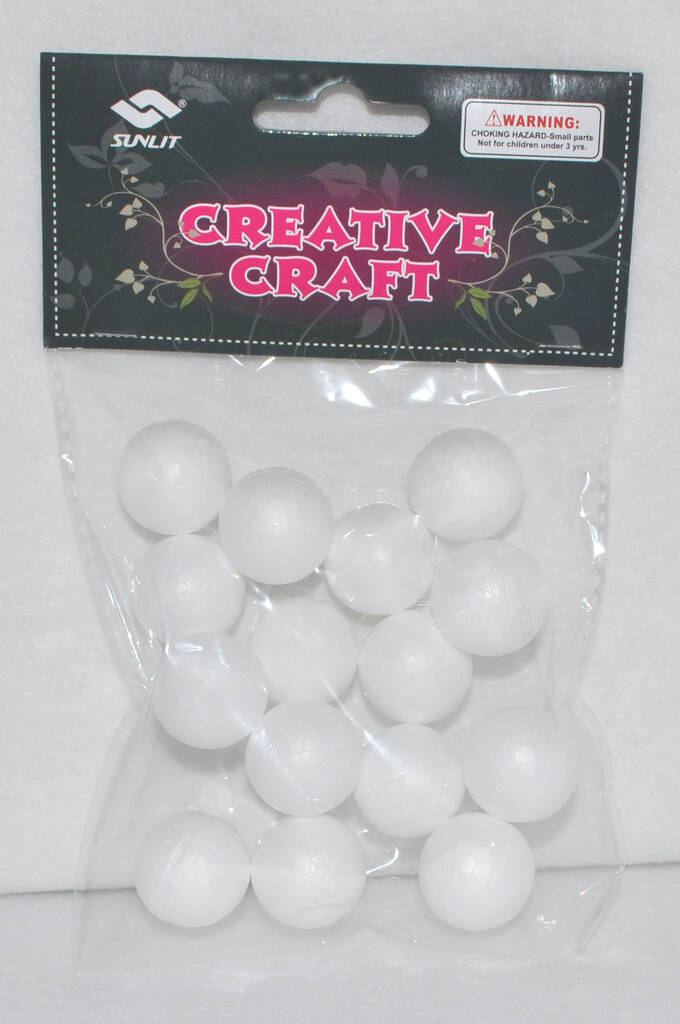 Styrox-pallo 2,5cm 15kpl/pss - Askartelutarvikkeet - 136038 - 1