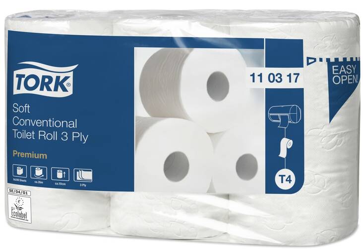 WC-paperi TORK Premium T4 - Pikkurullat ja annostelijat - 109108 - 1