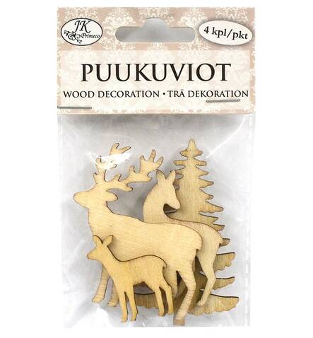 Puukuviot 3,5-7cm 4kpl/pkt - Askartelutarvikkeet - 176189 - 1
